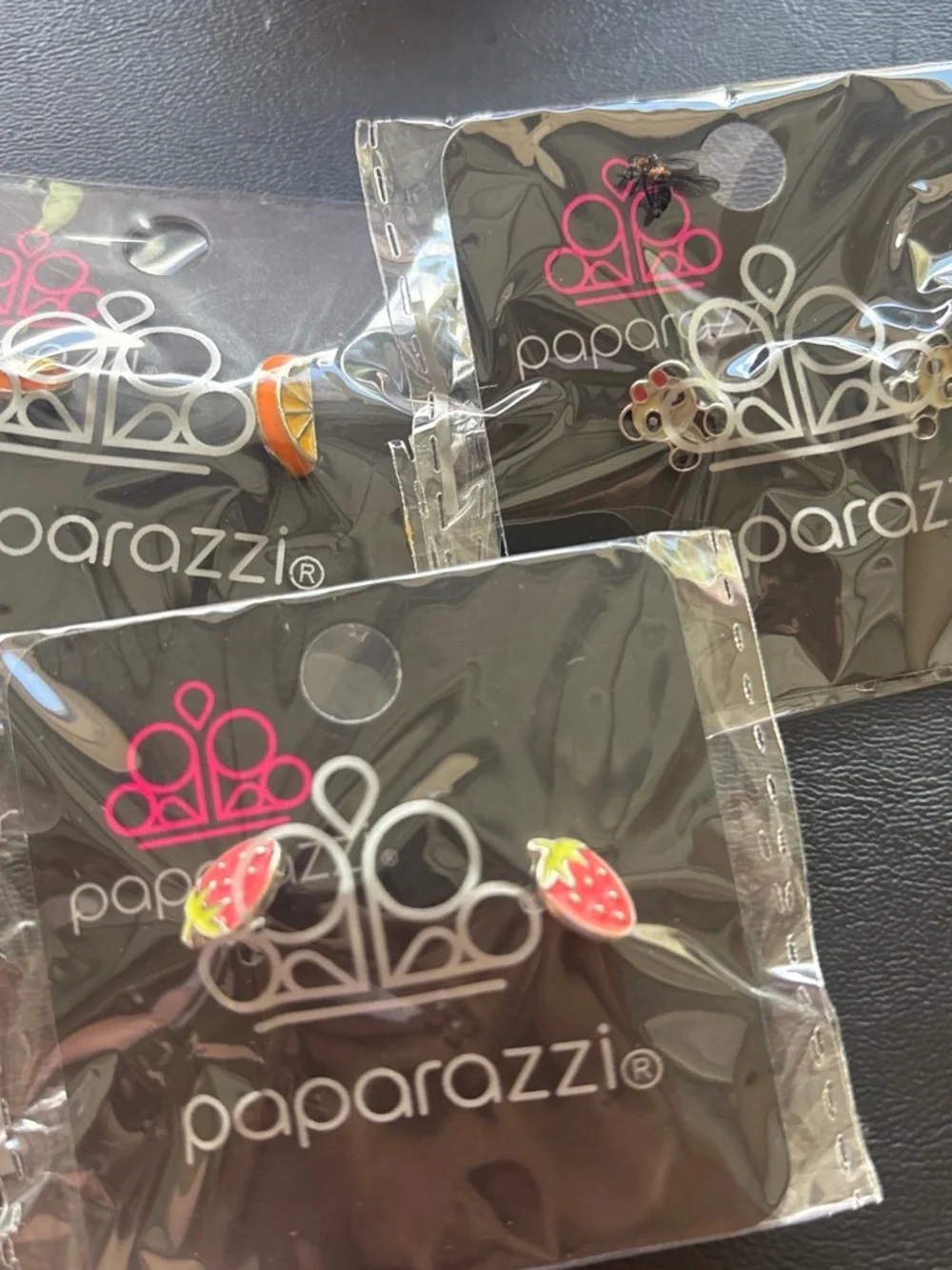 paparazzi Pink Gold White Kids Earring Trio Set - Cute Shapes